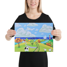 Load image into Gallery viewer, Folk art cow  and sheep Nursery print Canvas
