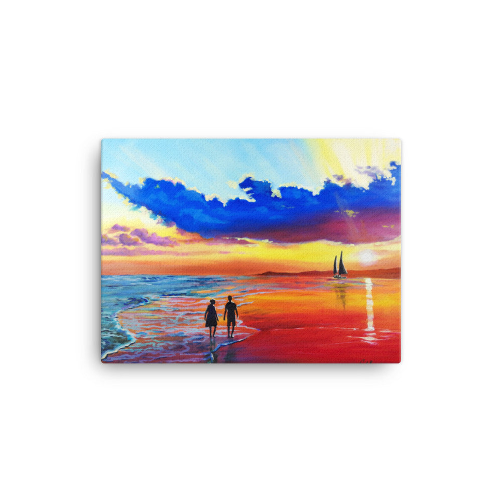 Together at the sunset canvas print