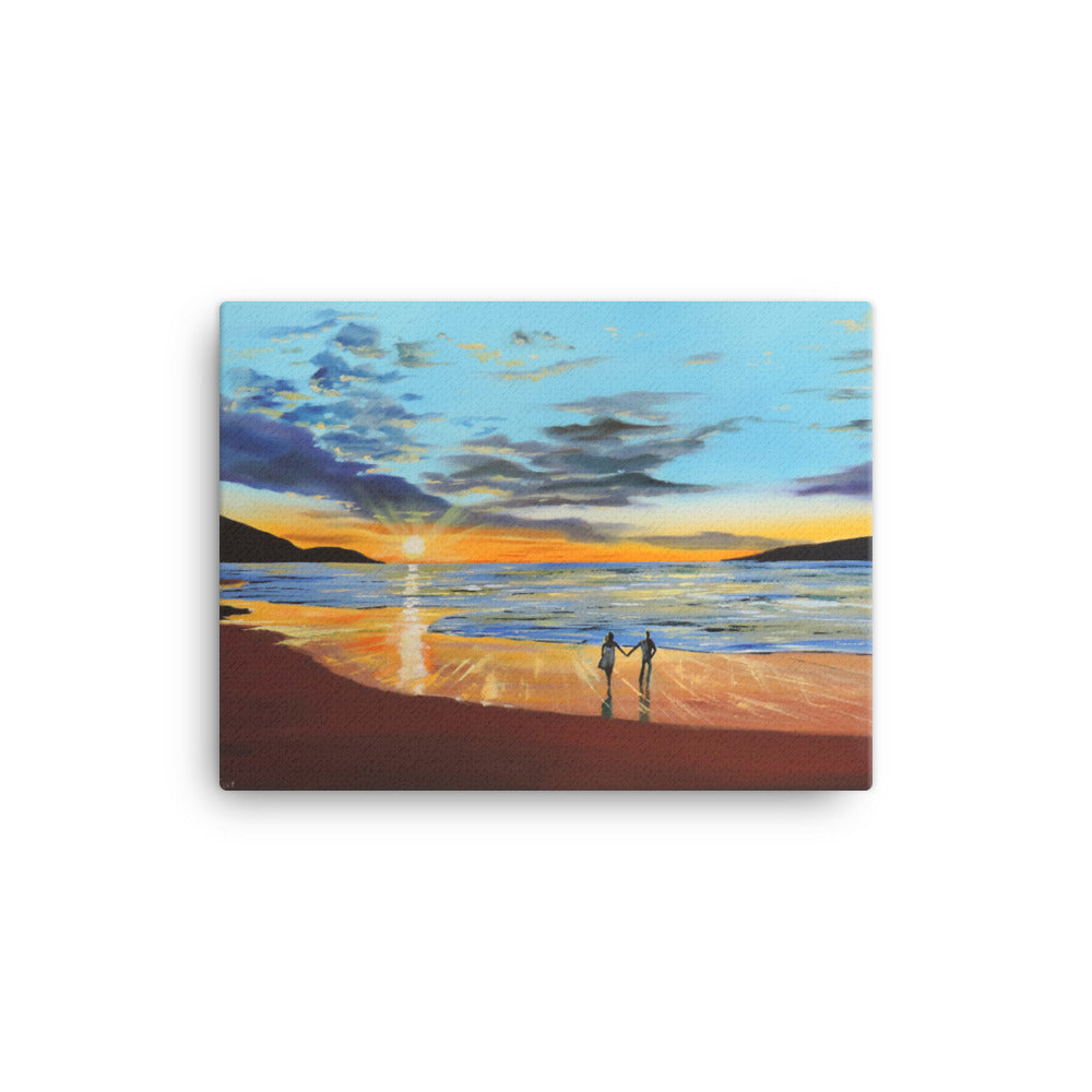 Romantic beach sunset Canvas Print