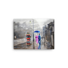 Load image into Gallery viewer, Couple in the rain with a red umbrella Canvas print
