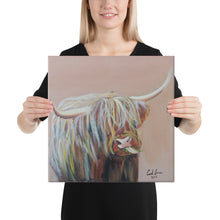 Load image into Gallery viewer, Highland cow Canvas print, ready to hang canvas
