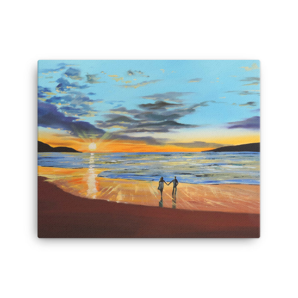 Romantic beach sunset Canvas Print