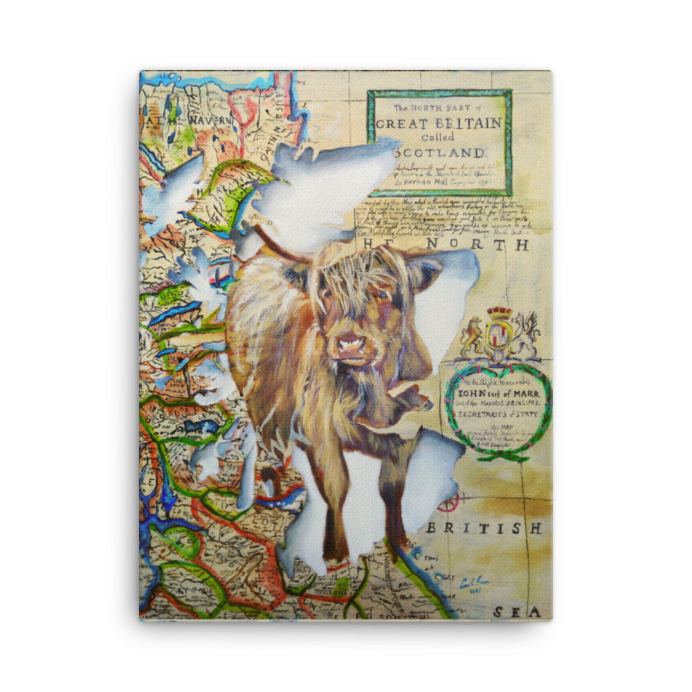 Highland cow, Spirit of Scotland painting Canvas print