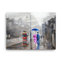 Load image into Gallery viewer, Couple in the rain with a red umbrella Canvas print
