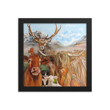 Load image into Gallery viewer, Highland cow Scottish locals Framed poster
