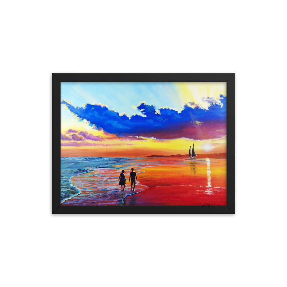 Together at the sunset framed print