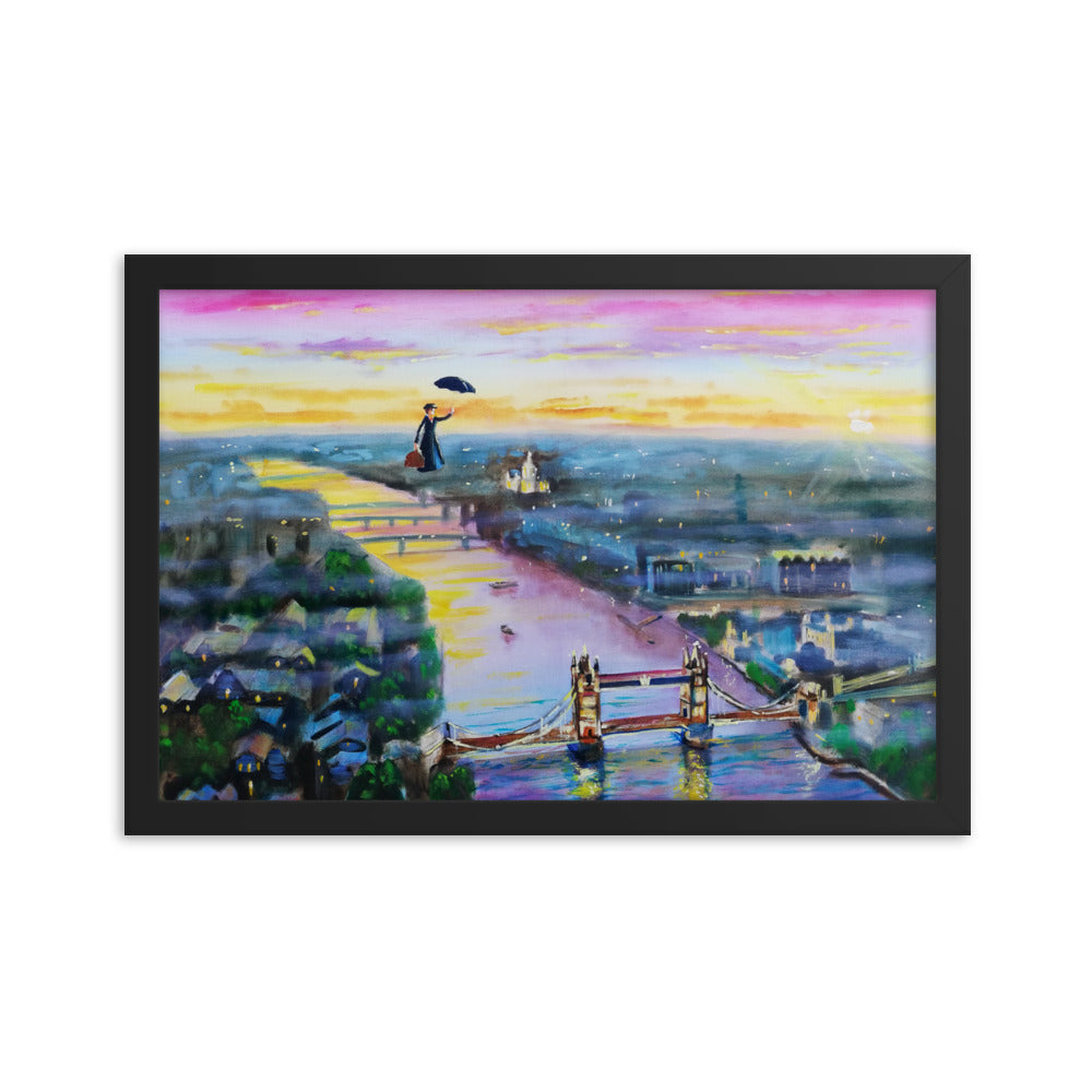 Mary Poppins framed print, Up to the highest height matte paper print
