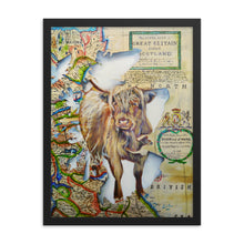 Load image into Gallery viewer, Highland cow, Spirit of Scotland painting, framed print
