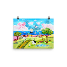 Load image into Gallery viewer, Cow and sheep folk art print from painting
