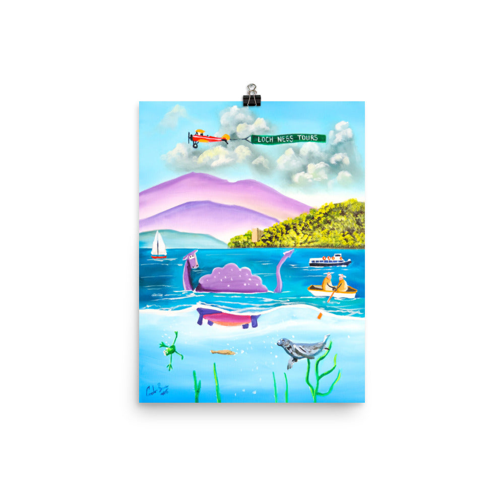Loch Ness illustration nursery decor art Poster