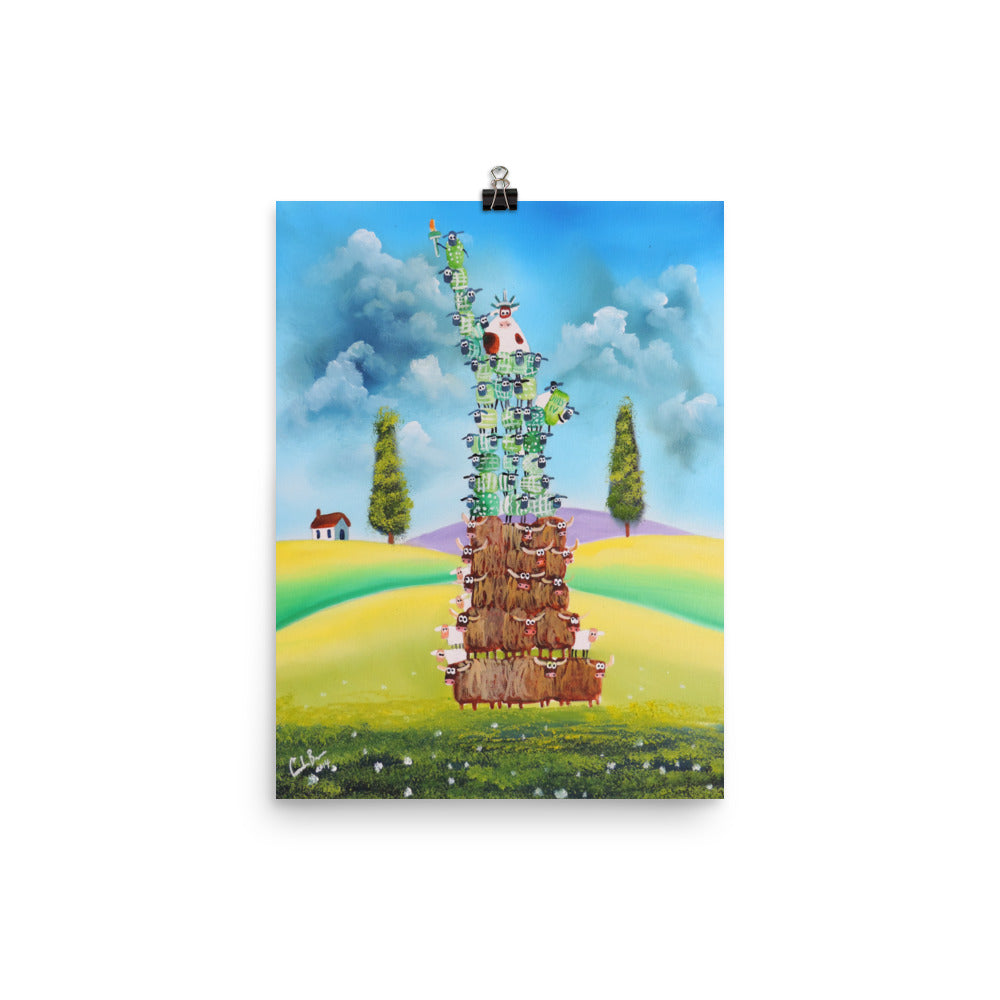 Nursery art decor, Statue of Liberty made of sheep and cows poster
