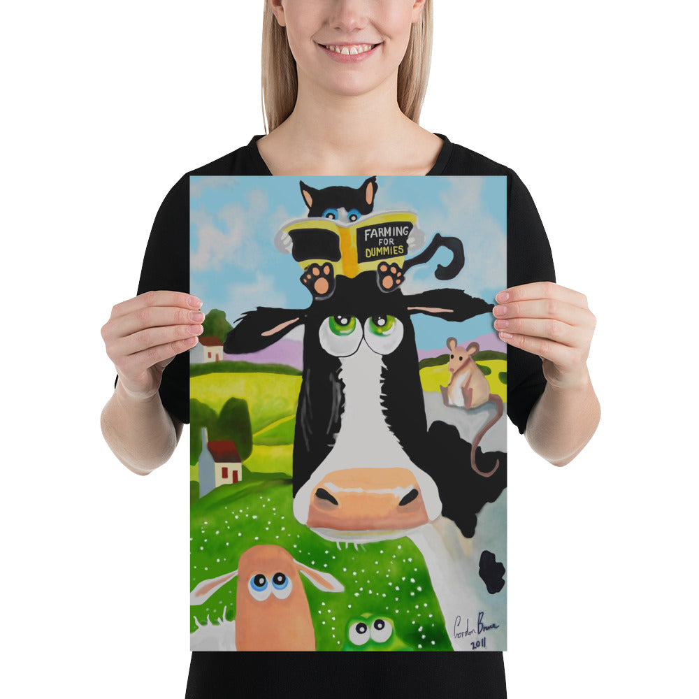 cow art print, animals illustration Poster