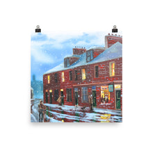 Load image into Gallery viewer, Winter art print, The Sweet Shop street scene
