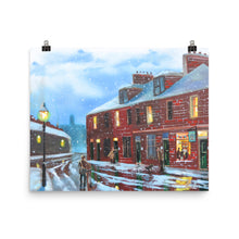 Load image into Gallery viewer, Winter art print, The Sweet Shop street scene
