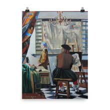 Load image into Gallery viewer, Vermeer paints The Girl with a Pearl Earring print taken from painting
