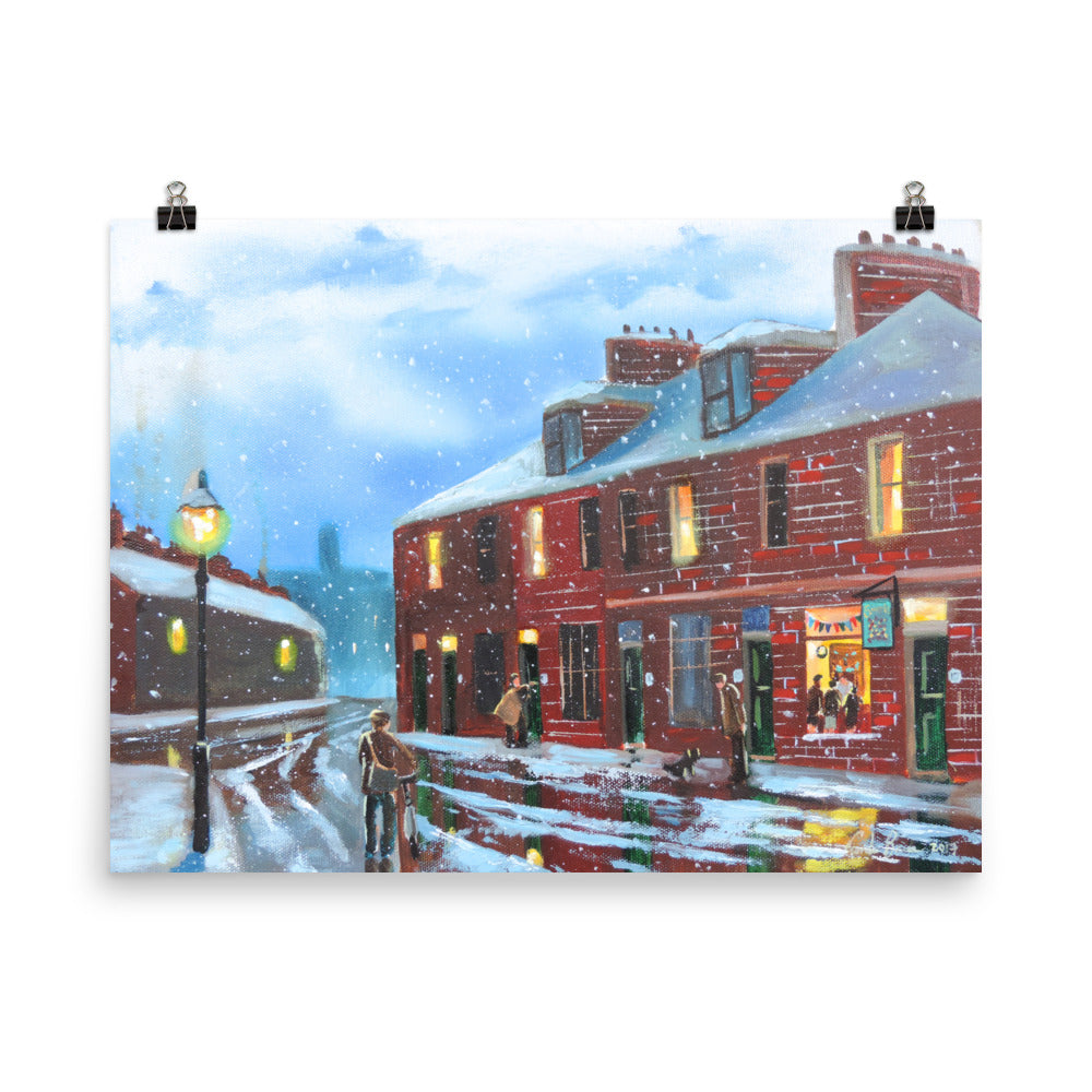 Winter art print, The Sweet Shop street scene