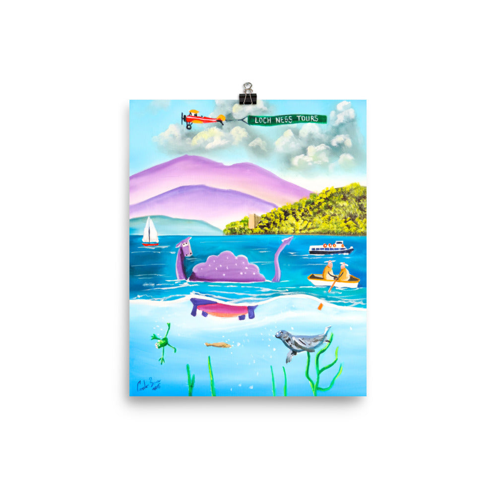 Loch Ness illustration nursery decor art Poster