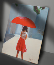 Load image into Gallery viewer, Girl with a red umbrella original painting
