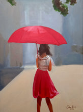 Load image into Gallery viewer, Girl with a red umbrella original painting
