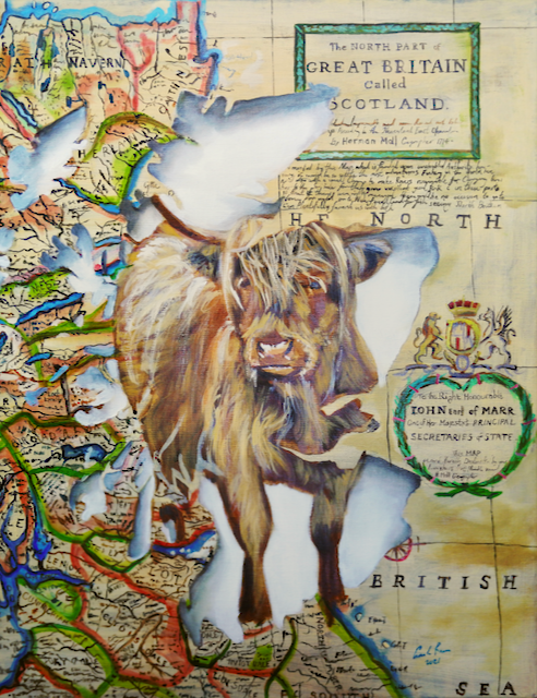 Highland cow, Spirit of Scotland painting (2021)