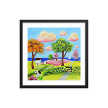 Load image into Gallery viewer, Cow and a washing line Framed photo paper poster
