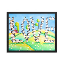 Load image into Gallery viewer, Sheep Love folk art Framed poster

