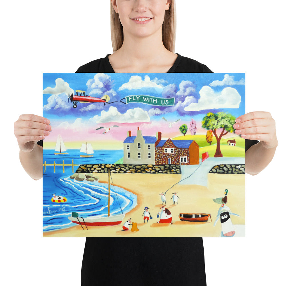 Folk art print, seaside Poster, painting from 2015, Gordon Bruce art