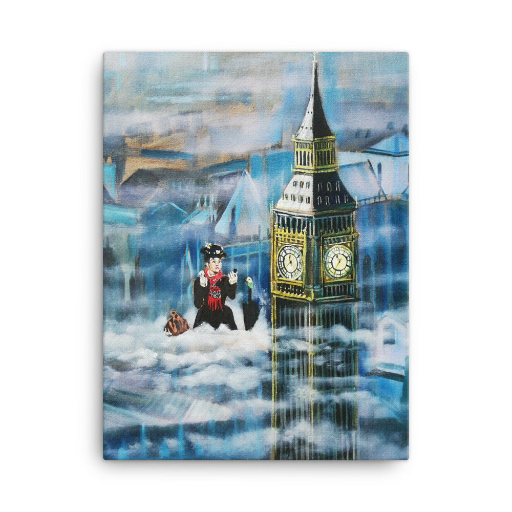 Mary Poppins in the clouds Canvas