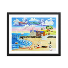 Load image into Gallery viewer, Animals at the seaside folk art framed print
