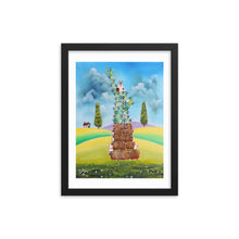 Load image into Gallery viewer, Statue of Liberty Framed poster, Folk art print, cow and sheep
