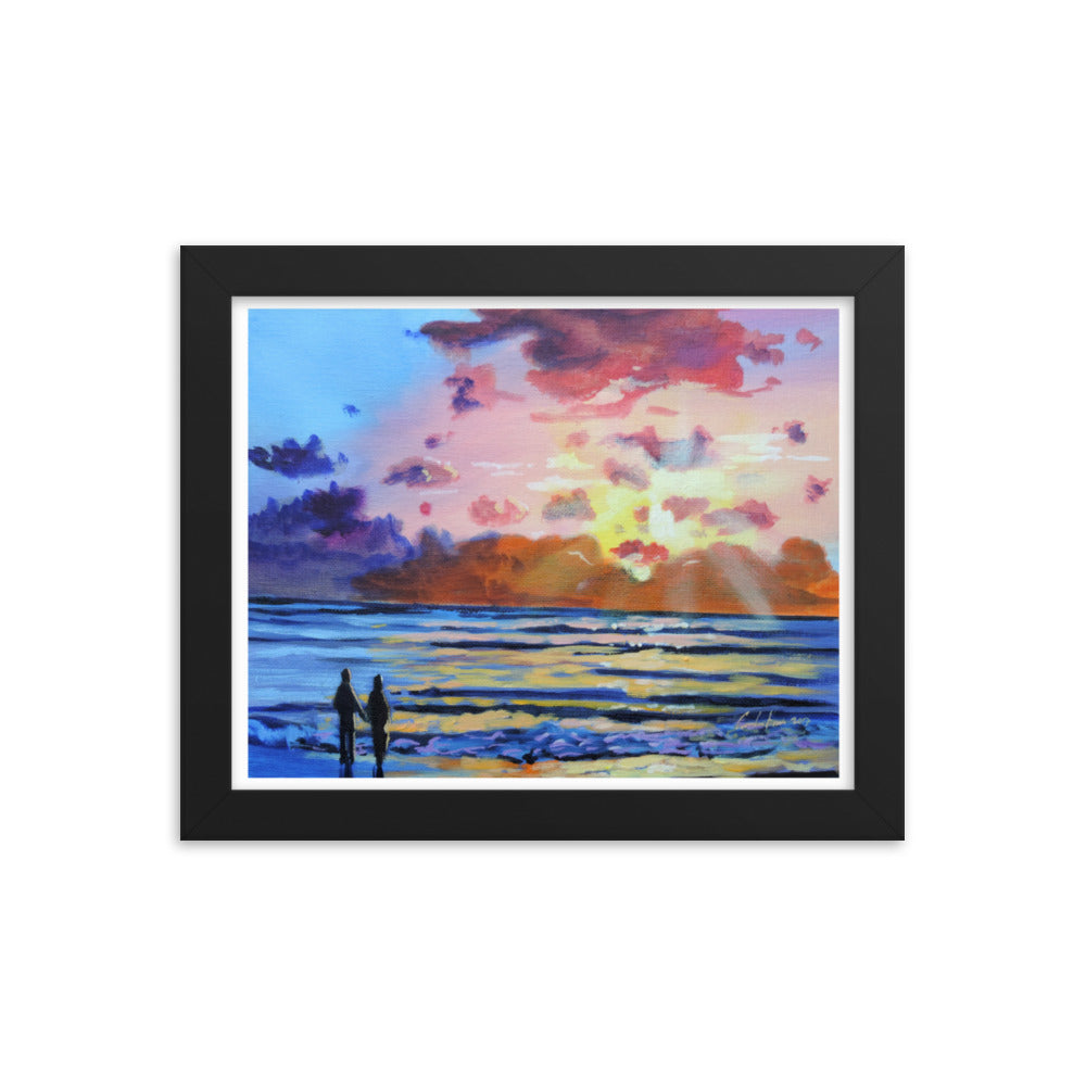 Beach sunset Framed print
