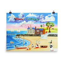 Load image into Gallery viewer, Folk art print, Animals at the seaside Poster, nursery wall art decor idea
