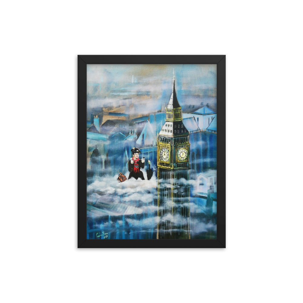 Mary Poppins in the clouds Framed poster