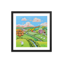 Load image into Gallery viewer, Folk art nursery decor sheep framed print
