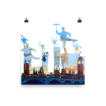 Load image into Gallery viewer, Mary Poppins print, London Chimney sweeps silhouette Poster
