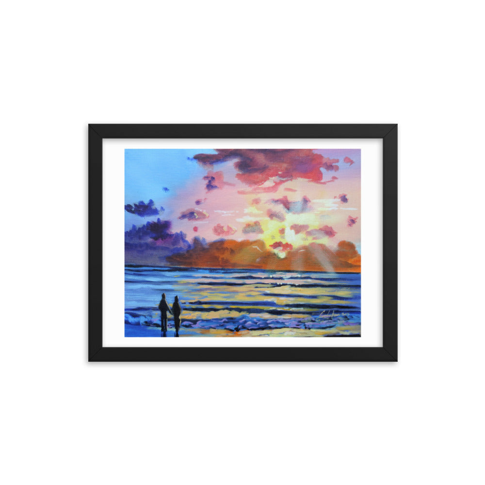 Beach sunset Framed print