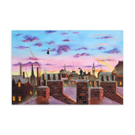 Mary Poppins flying above rooftops Standard Postcard