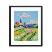 Load image into Gallery viewer, Sheep and a lighthouse framed photo paper poster
