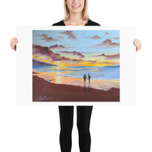 Load image into Gallery viewer, Couple at the beach watching the sunset print
