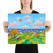 Load image into Gallery viewer, Landscape print colourful naive art Poster
