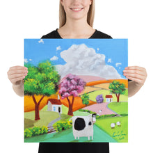 Load image into Gallery viewer, folk art print taken from the original painting, cow and sheep
