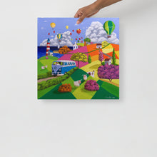 Load image into Gallery viewer, Camper Van Naive art landscape print

