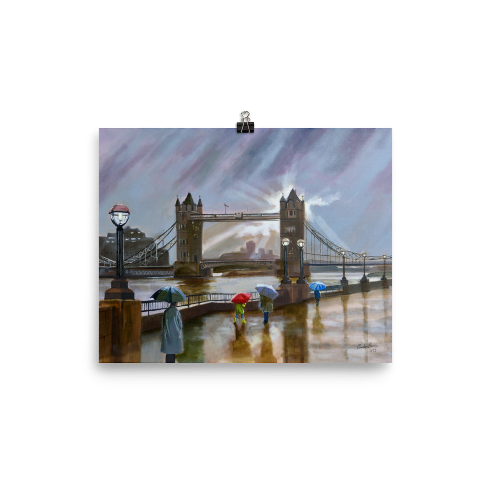 Tower Bridge London rain print