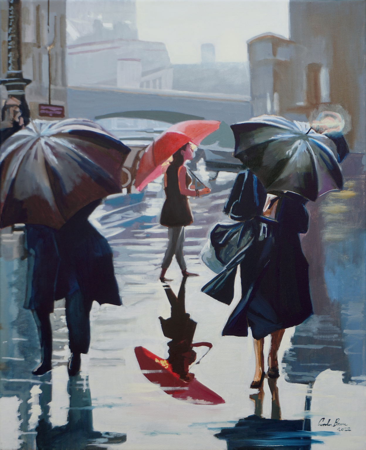 Red Umbrella painting